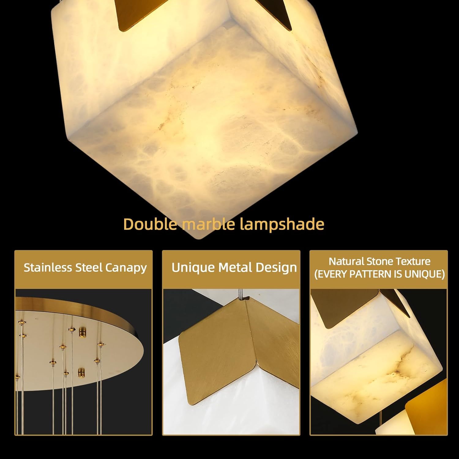Square Cube Alabaster Pendant Lights-Fullstarlighting