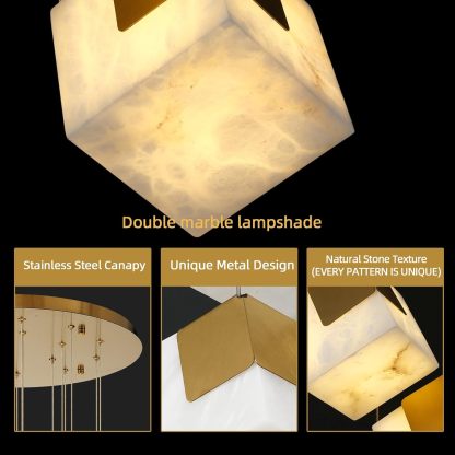 Square Cube Alabaster Pendant Lights-Fullstarlighting