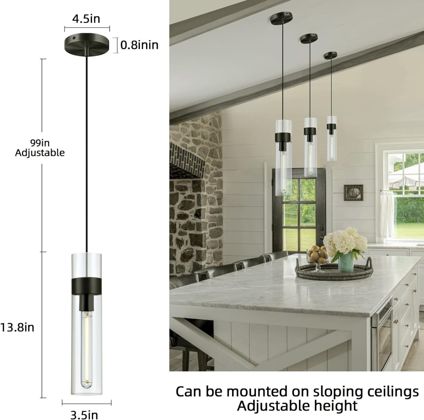 Glass Tube Brass Pendant Lights 1 Light/7 Lights-Fullstarlighting