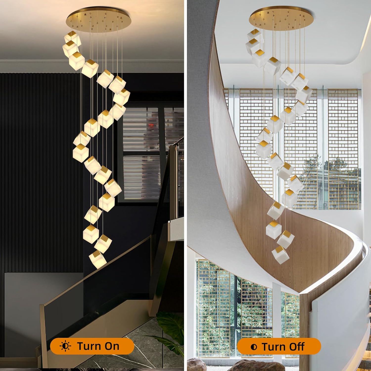 Square Cube Alabaster Pendant Lights-Fullstarlighting