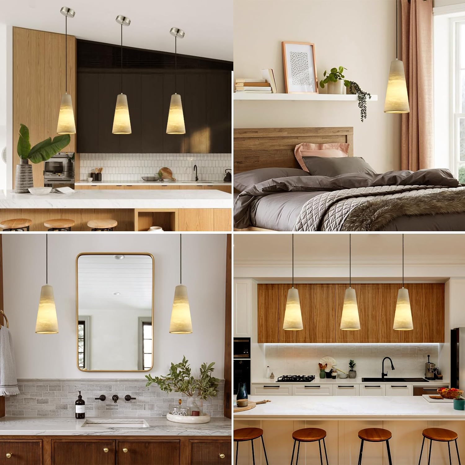 Conical Alabaster Marble Pendant-Fullstarlighting