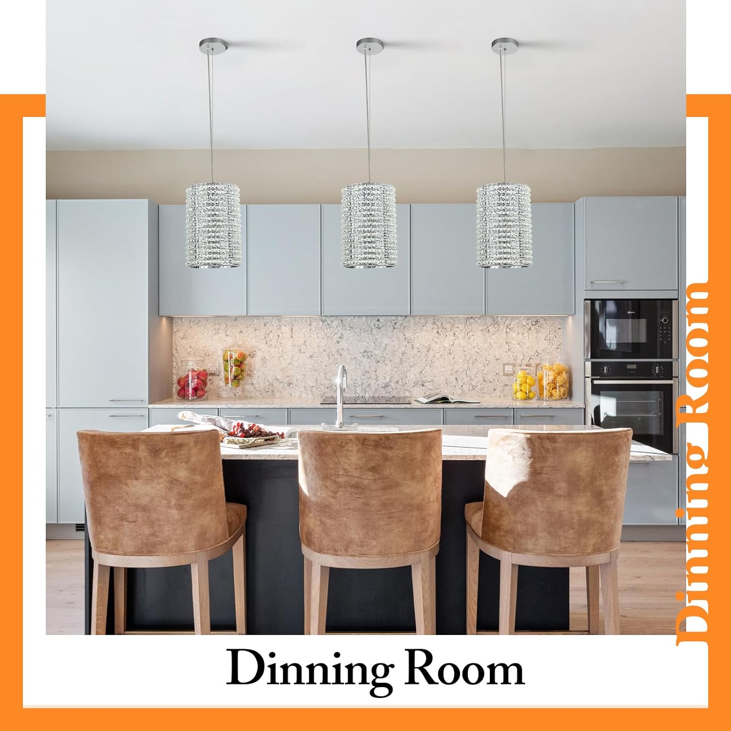 Grey/Clear K9 Crystal Beads Pendant Lights 12"-Fullstarlighting
