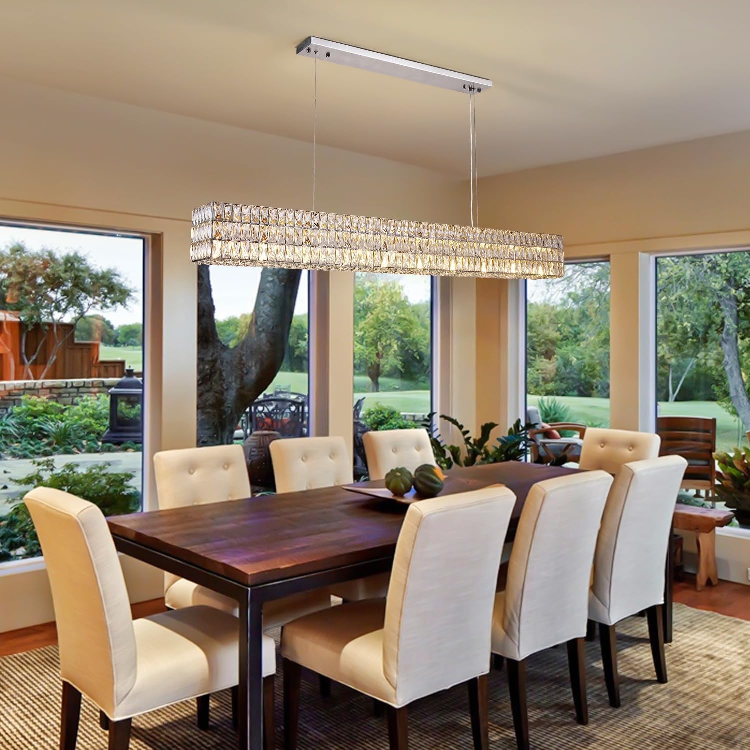 K9 Crystal Round/Rectangular Chandelier 32" 61"-Fullstarlighting