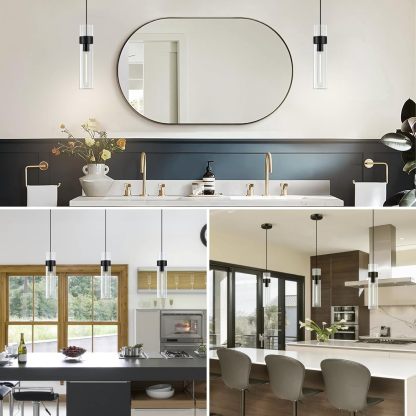 Glass Tube Brass Pendant Lights 1 Light/7 Lights-Fullstarlighting