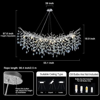 Ice Eye Modern Crystal Tree Branch Round Chandelier for All Rooms 30" 40" 48"-Fullstarlighting