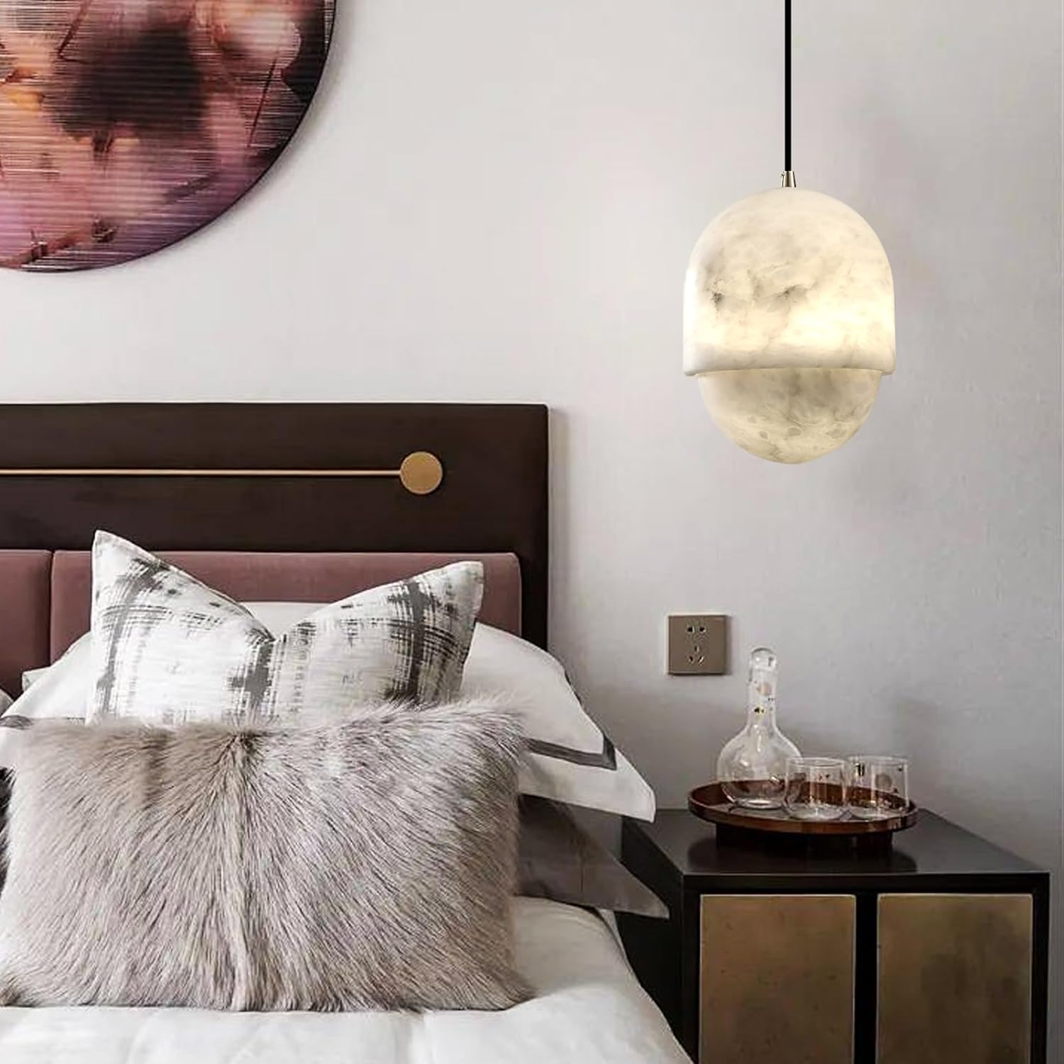 Capsule/Bilayer/Raindrop Type Alabaster Marble Modern Pendant for All Scene-Fullstarlighting