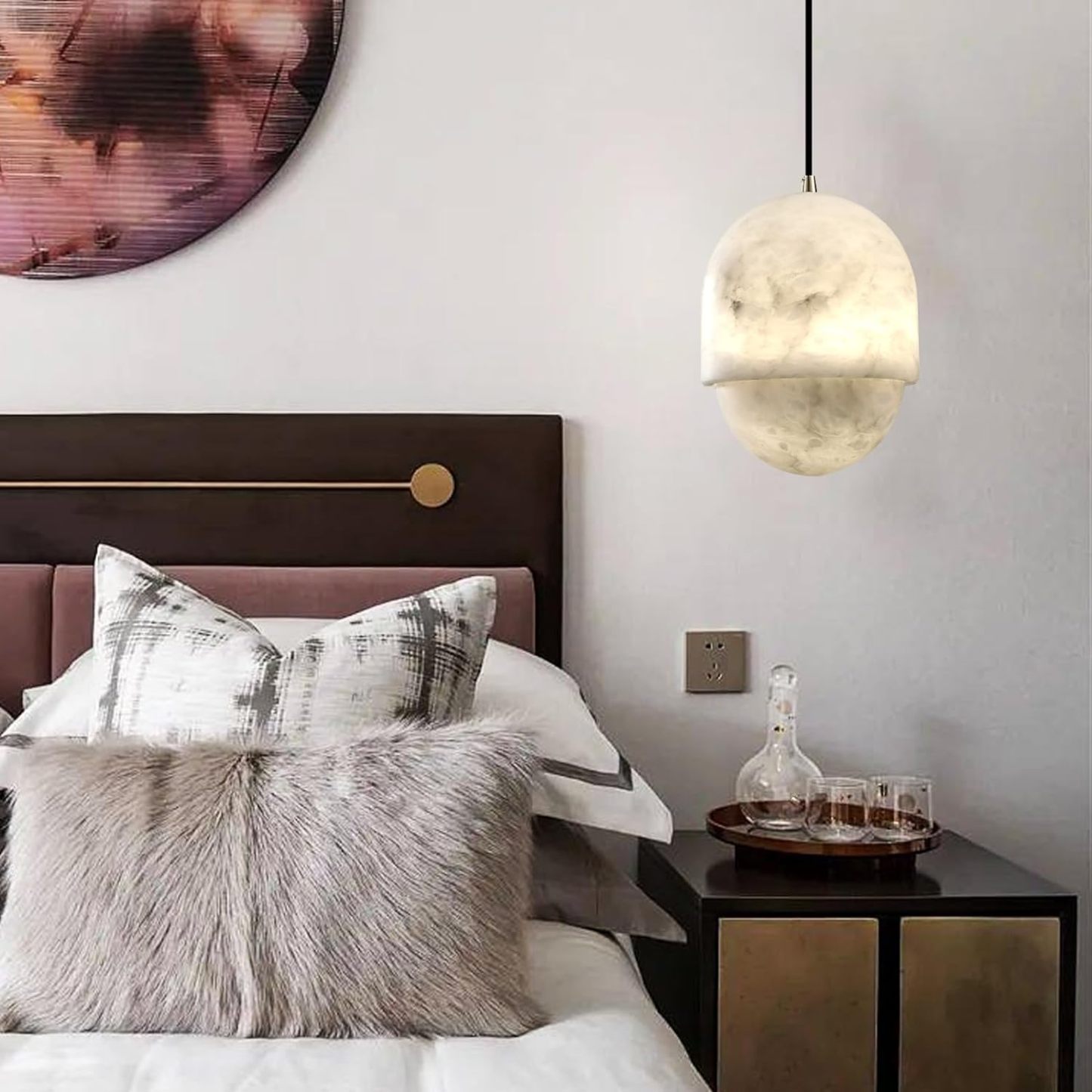 Capsule/Bilayer/Raindrop Type Alabaster Marble Modern Pendant for All Scene-Fullstarlighting