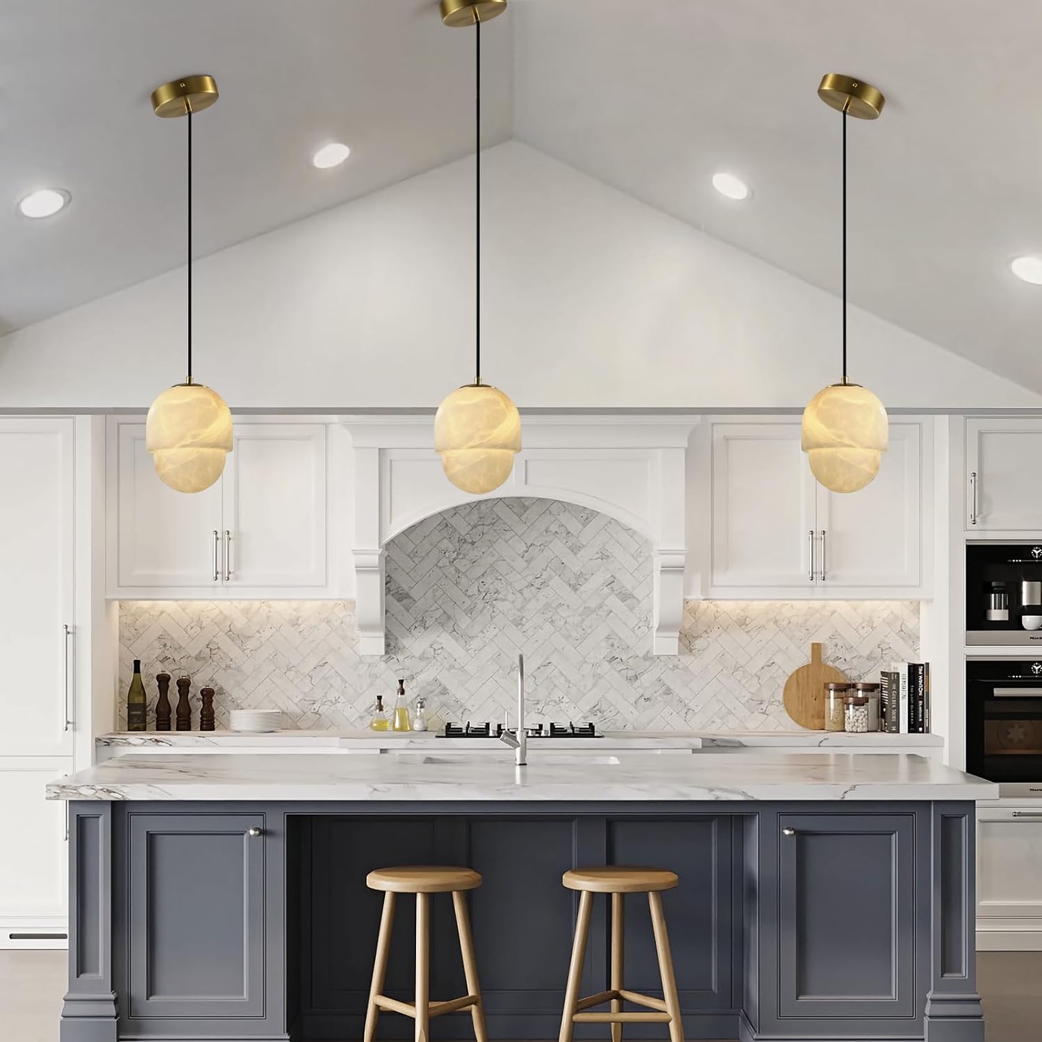 Capsule/Bilayer/Raindrop Type Alabaster Marble Modern Pendant for All Scene-Fullstarlighting