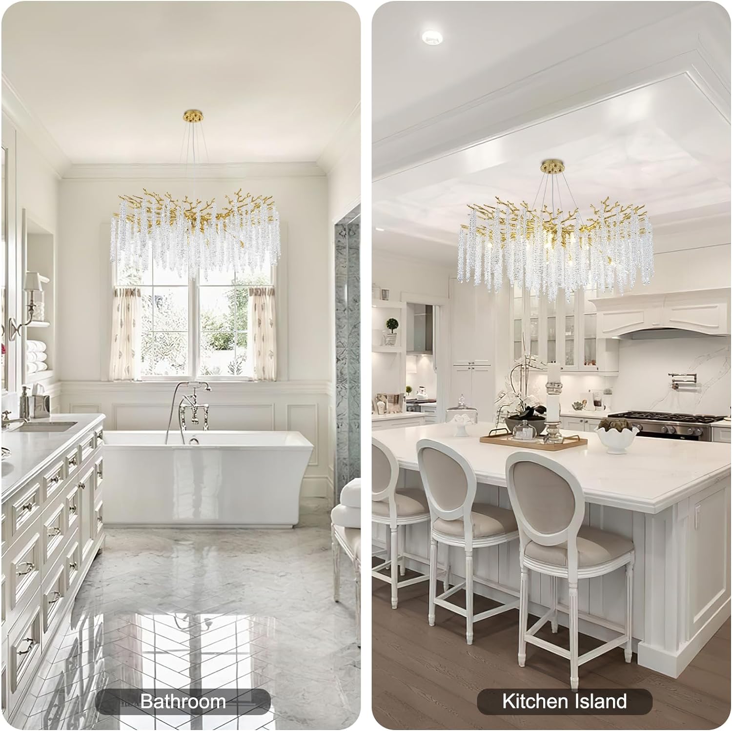 Snow Tree Branch Crystal Gold/Silver Chandelier for All Rooms 40''-Fullstarlighting