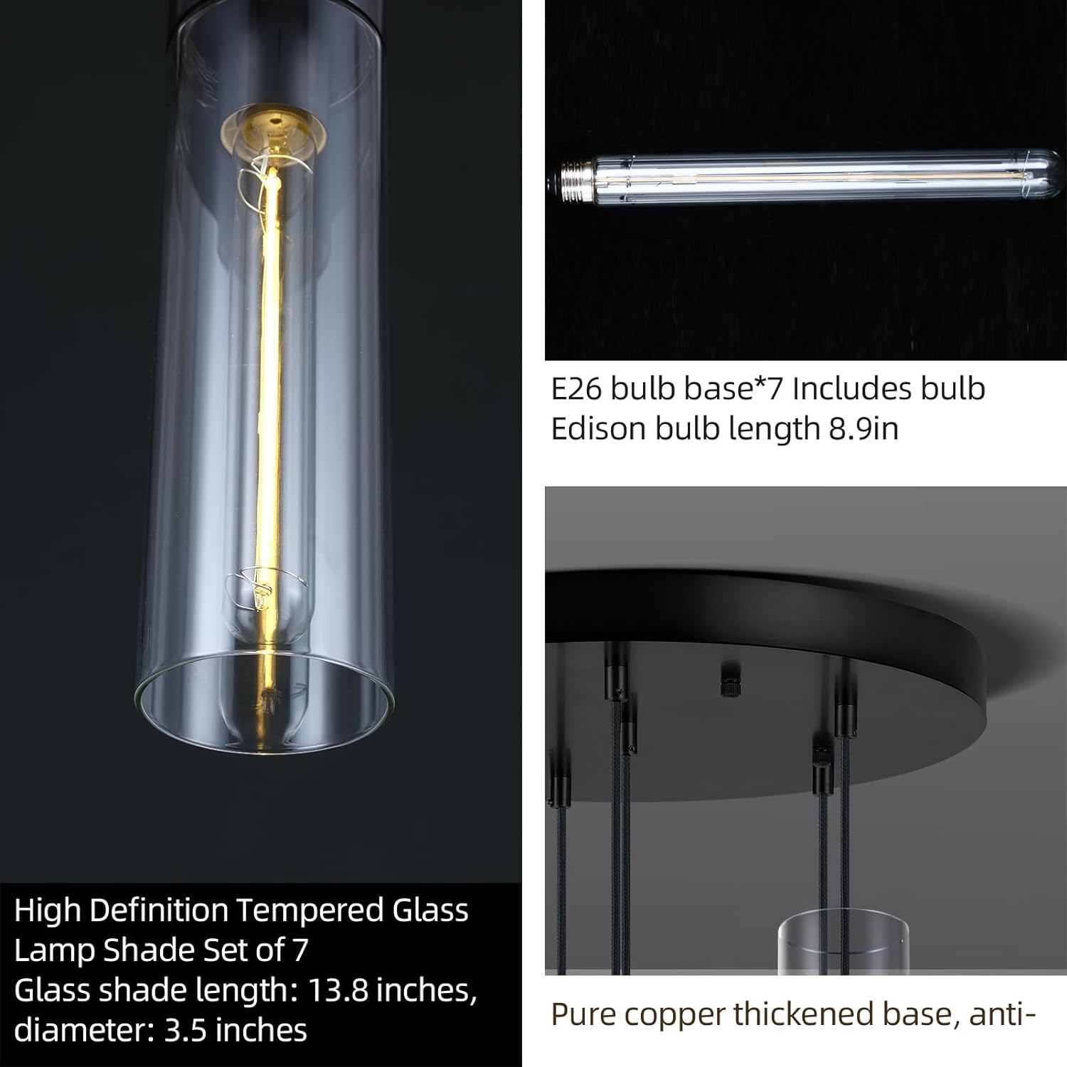 Glass Tube Brass Pendant Lights 1 Light/7 Lights-Fullstarlighting