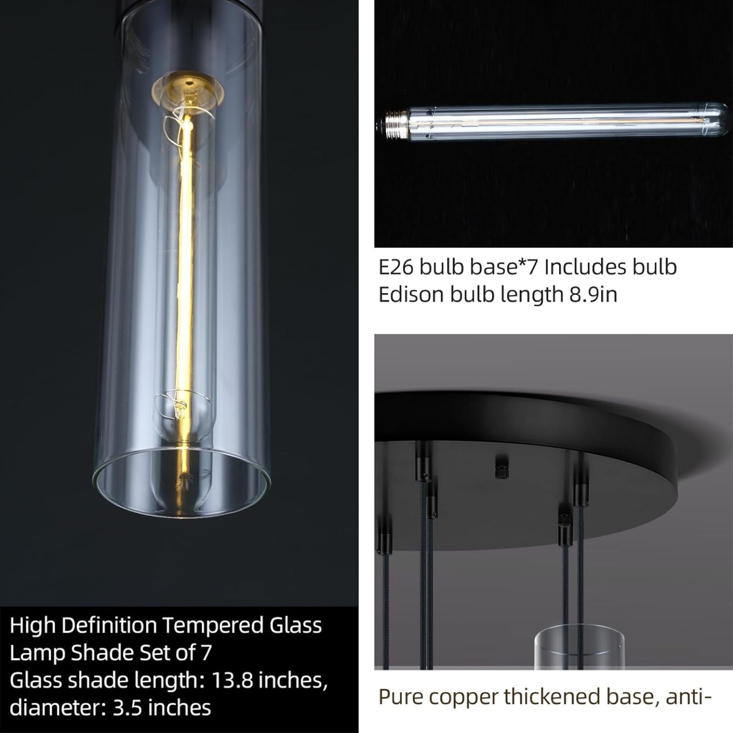 Glass Tube Brass Pendant Lights 1 Light/7 Lights-Fullstarlighting