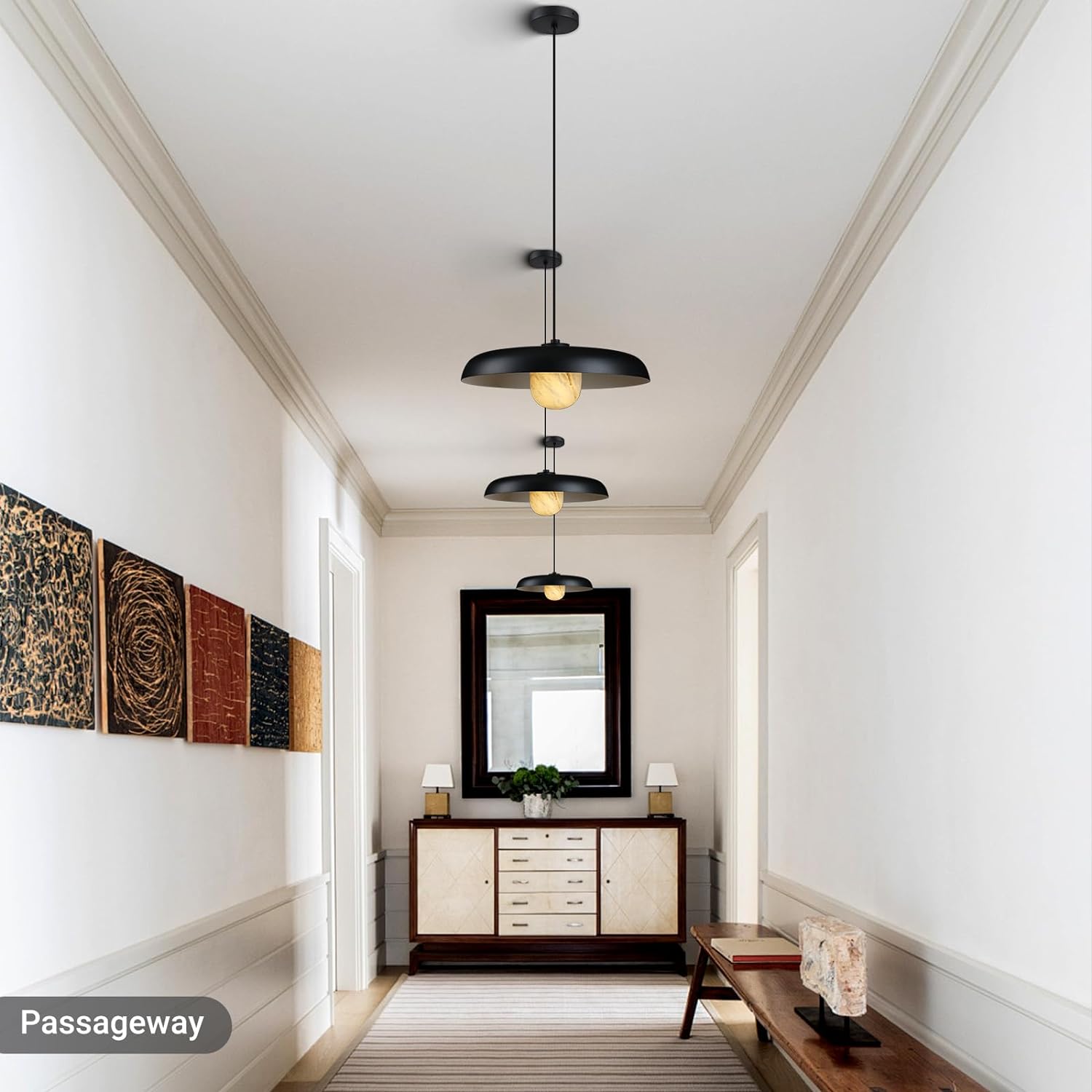 Alabaster Marble Black Lampshade Pendant Lights for All Rooms-Fullstarlighting
