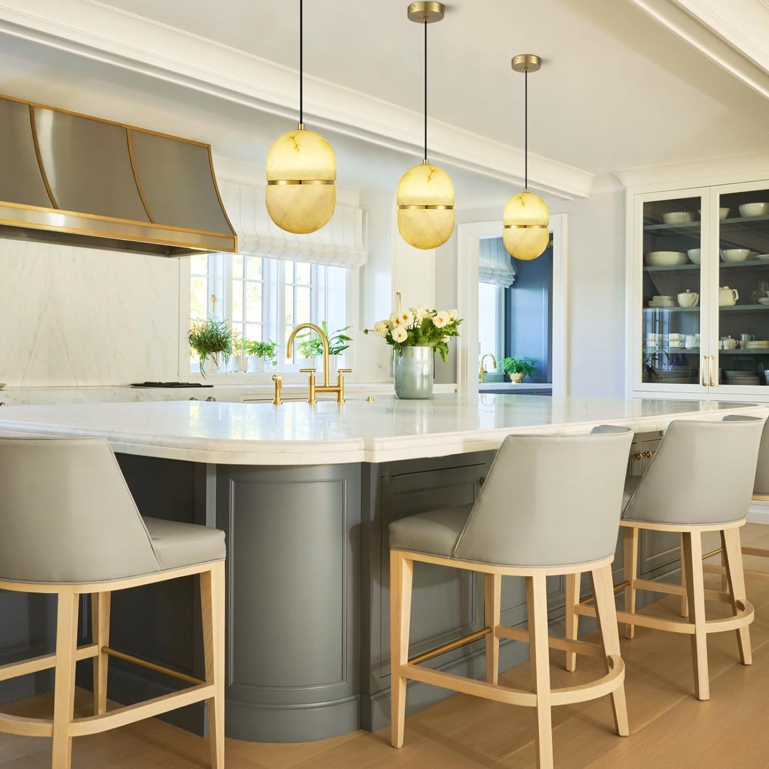 Capsule/Bilayer/Raindrop Type Alabaster Marble Modern Pendant for All Scene-Fullstarlighting