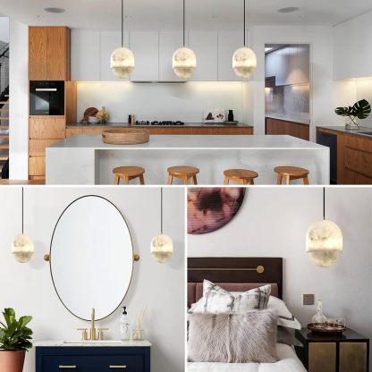 Capsule/Bilayer/Raindrop Type Alabaster Marble Modern Pendant for All Scene-Fullstarlighting