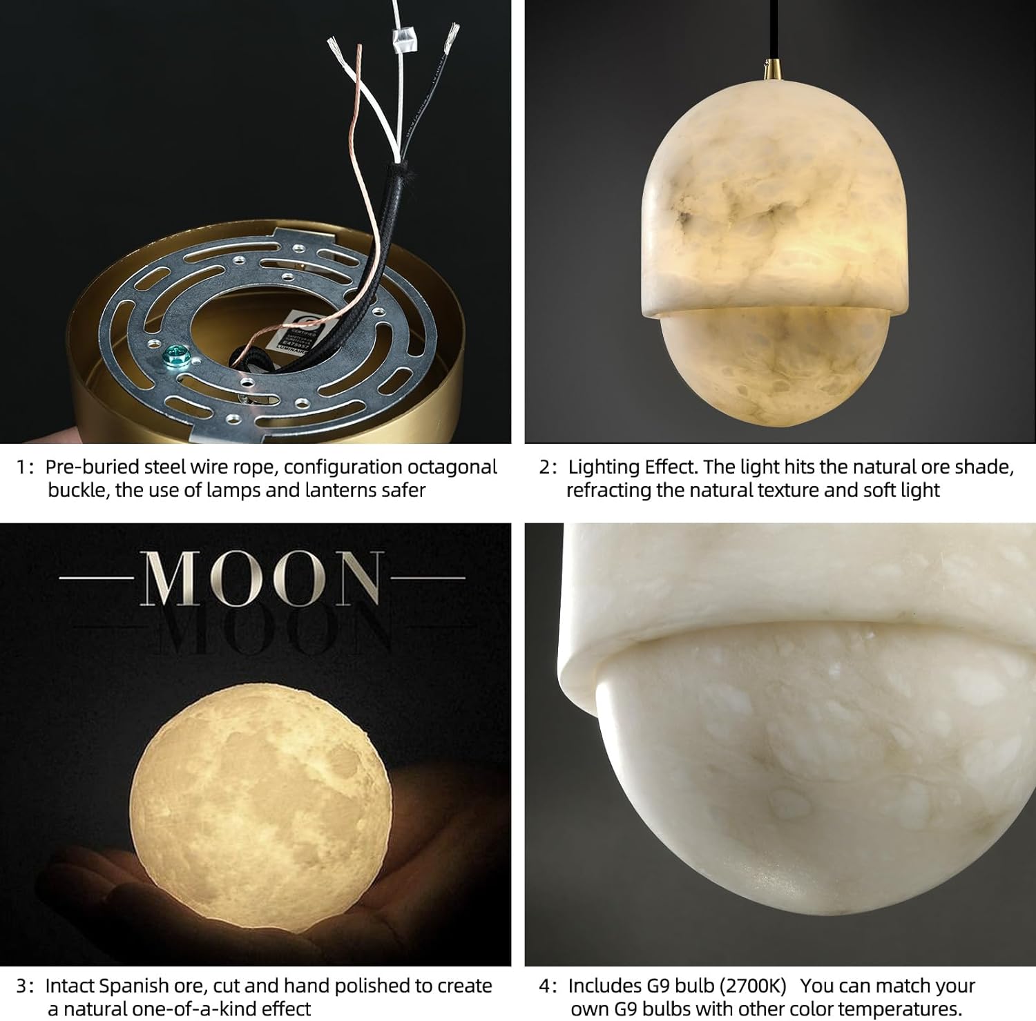 Capsule/Bilayer/Raindrop Type Alabaster Marble Modern Pendant for All Scene-Fullstarlighting