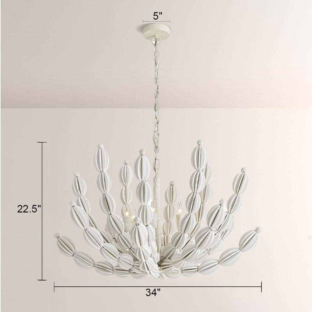 Indi White Wood Chandelier