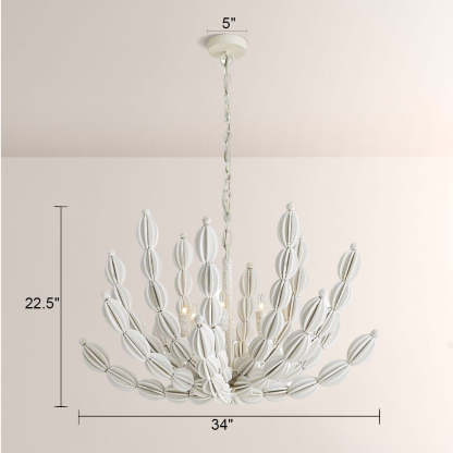 Indi White Wood Chandelier