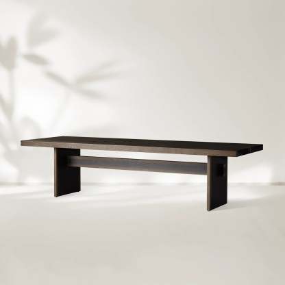 Mihaela Dining Table Handcrafted Romanian Oak With Walnut Veneer