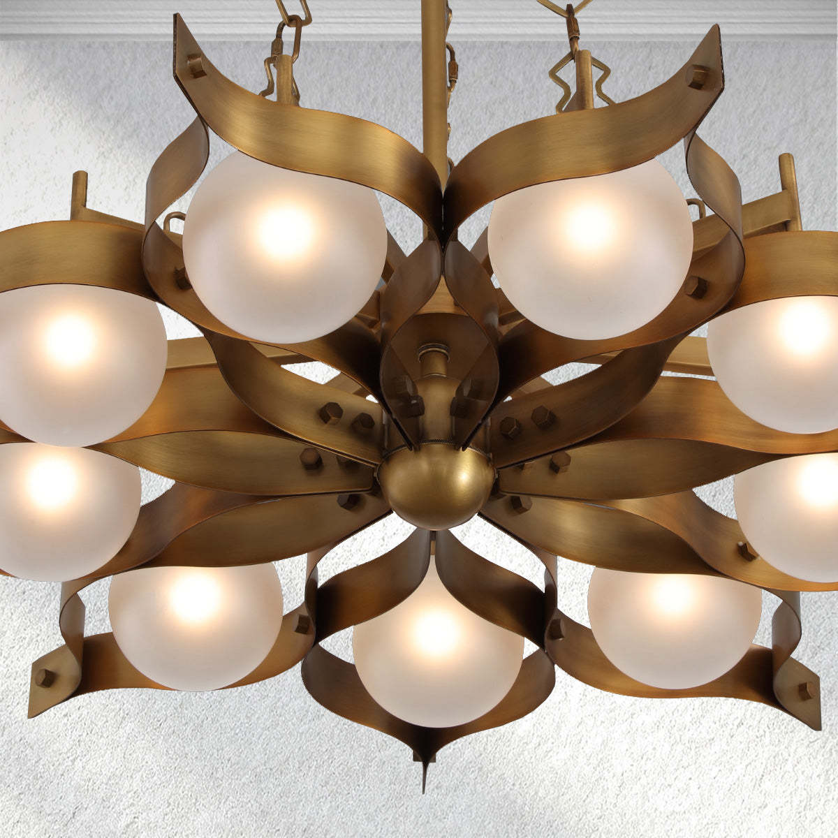 Decolume Sculptural Brass Chandelier