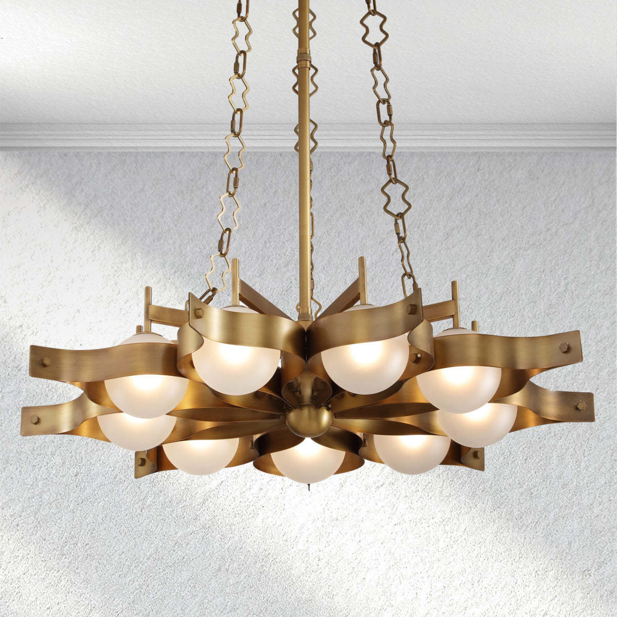Decolume Sculptural Brass Chandelier,dining room brass chandelier