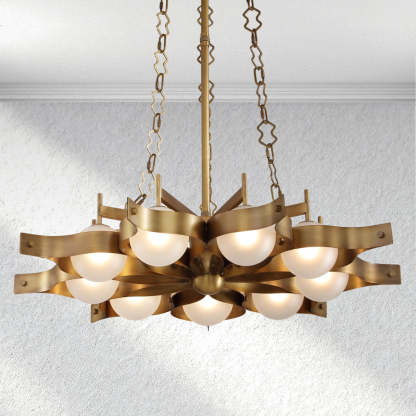 Decolume Sculptural Brass Chandelier-Fullstarlighting