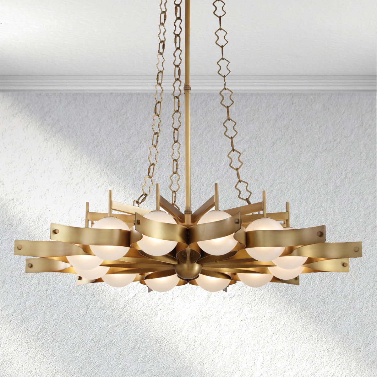 Decolume Sculptural Brass Chandelier