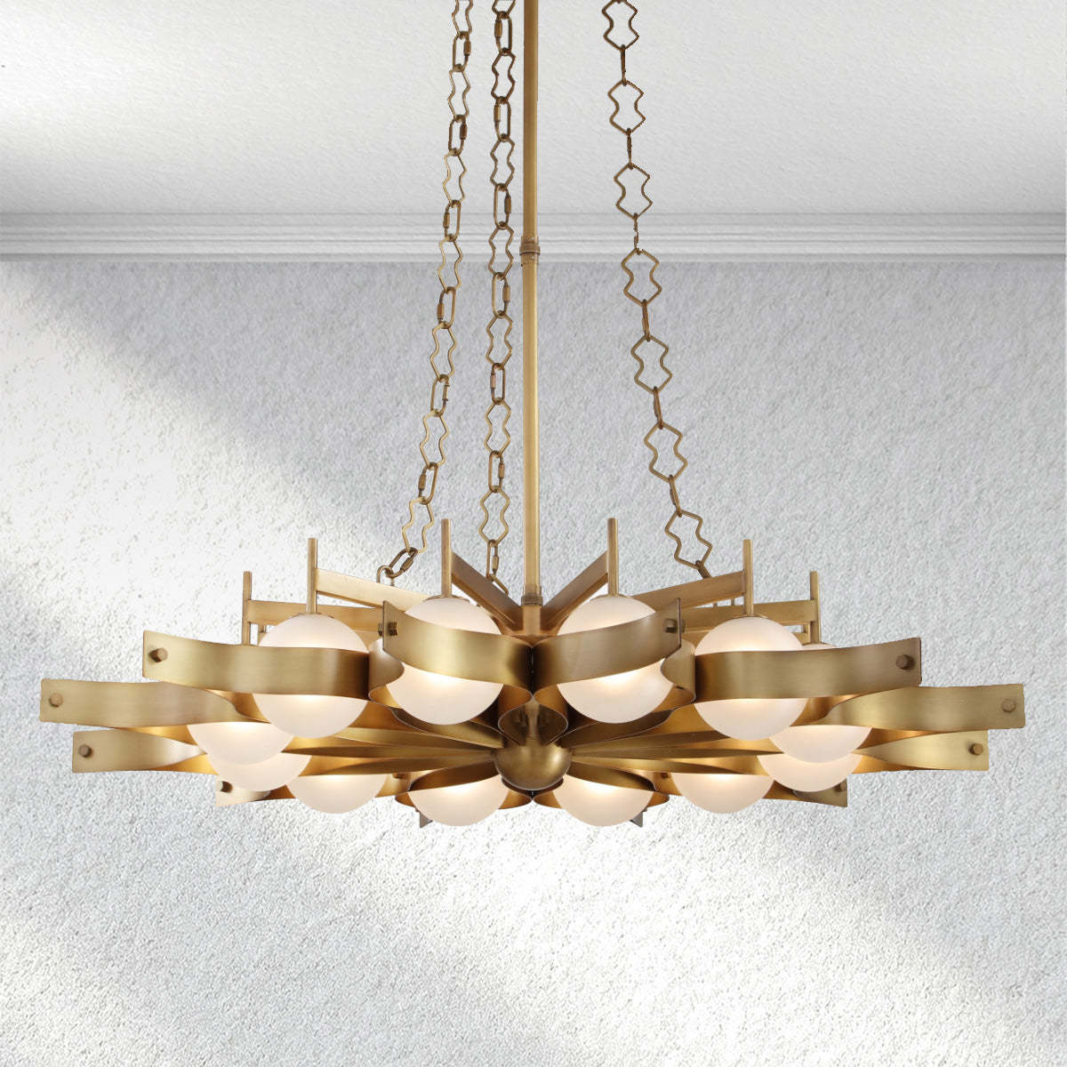 Decolume Sculptural Brass Chandelier
