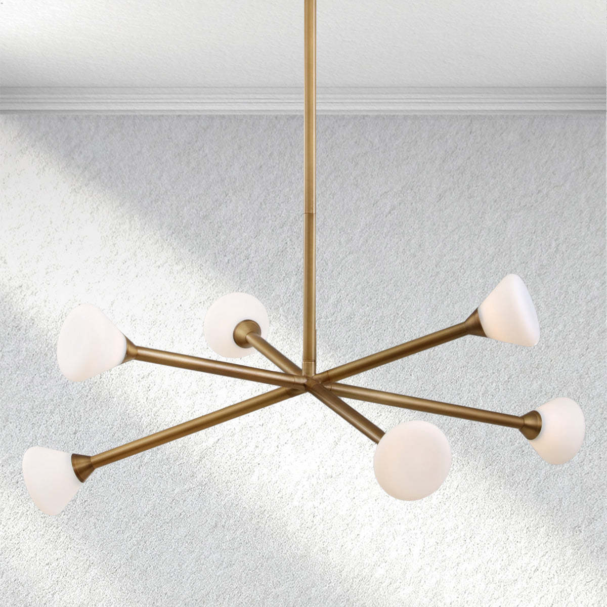 Opaline Sputnik Chandelier,minimalist brass and glass fixture