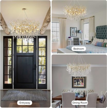 Ice Eye Modern Crystal Tree Branch Round Chandelier for All Rooms 30" 40" 48"-Fullstarlighting
