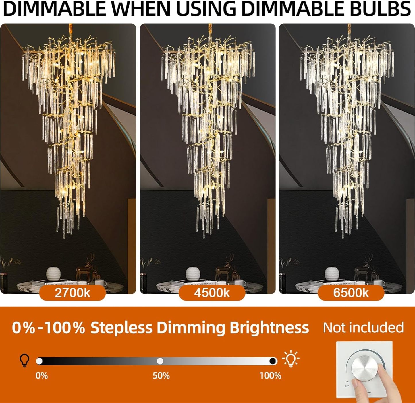 Ice Strip Modern Crystal Tree Branch Staircase Chandelier 95"-Fullstarlighting