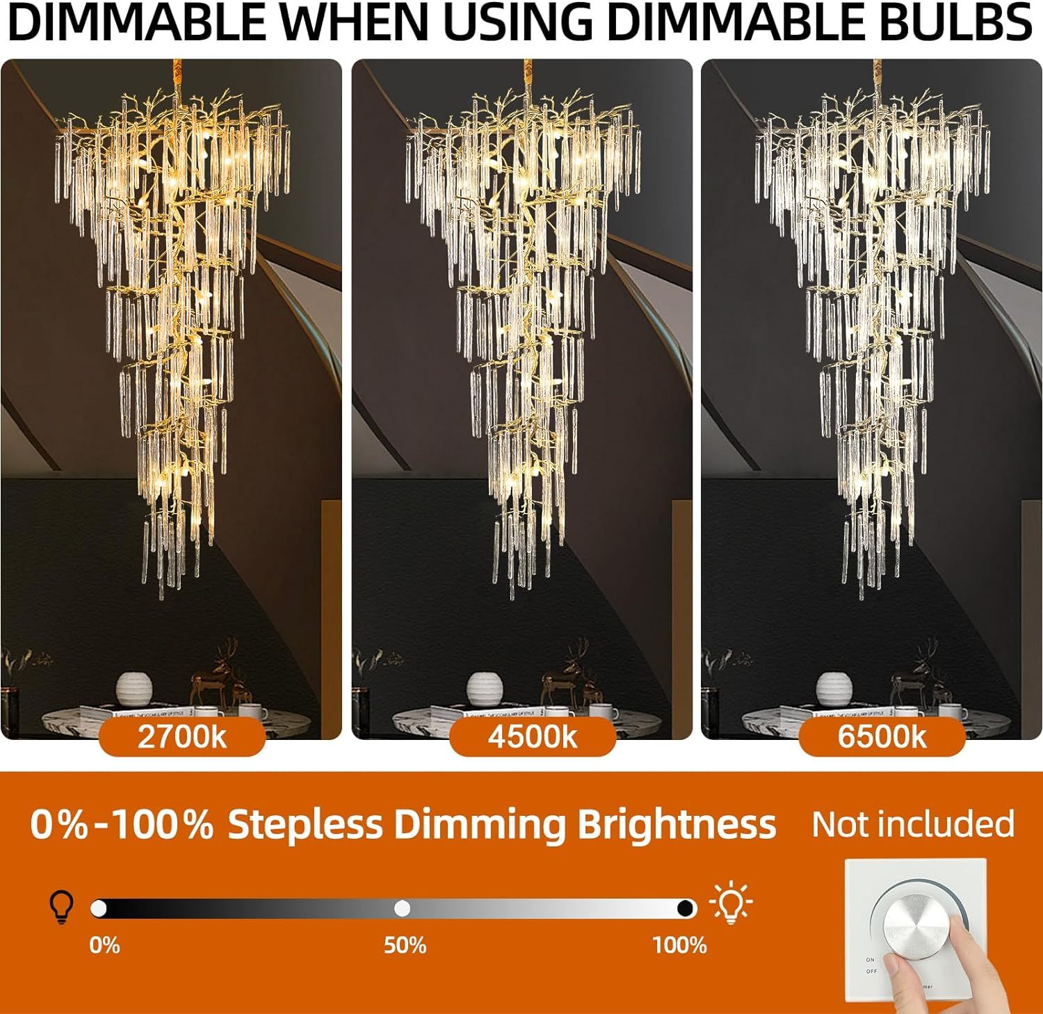 Ice Strip Modern Crystal Tree Branch Staircase Chandelier 95"-Fullstarlighting