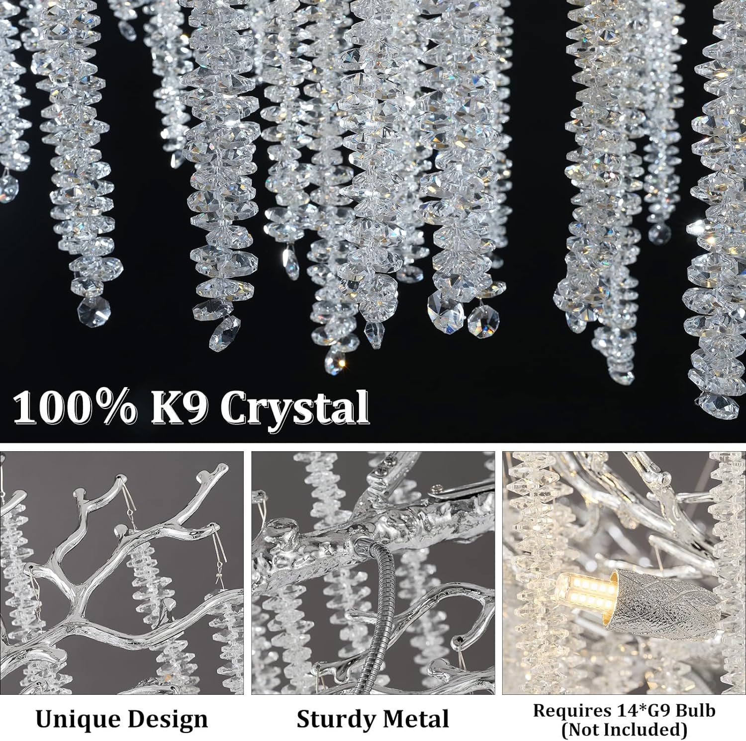 Snow Tree Branch Gold/Silver Chandelier 47''-Fullstarlighting