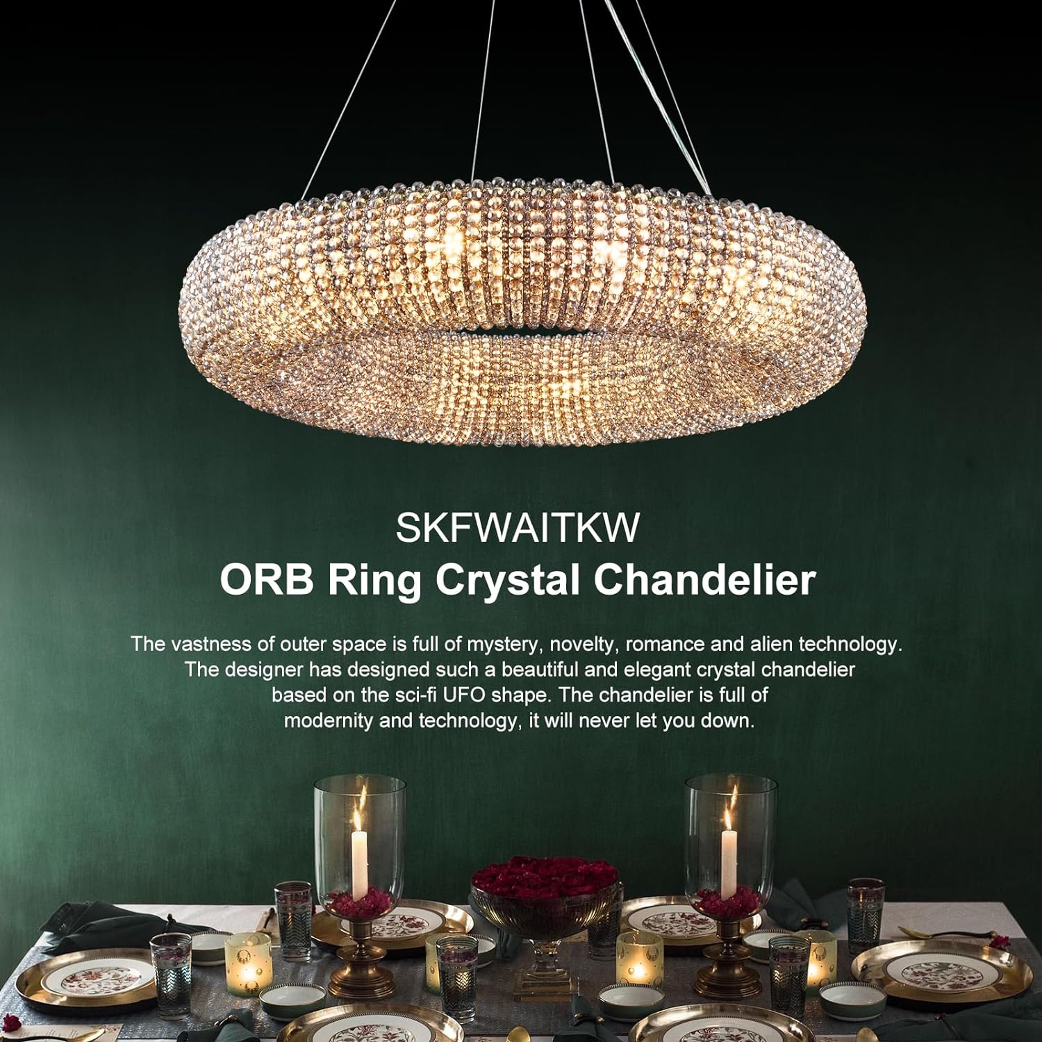 K9 Grey/Clear Crystal Beads Round Pendant Chandelier D31.5"-Fullstarlighting