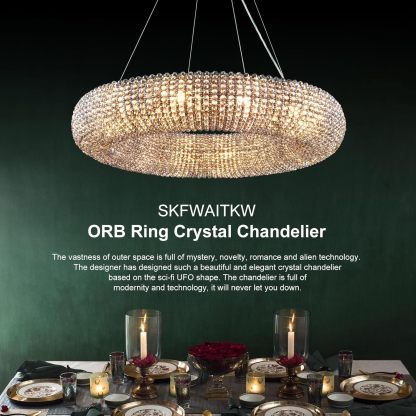 K9 Grey/Clear Crystal Beads Round Pendant Chandelier D31.5"-Fullstarlighting