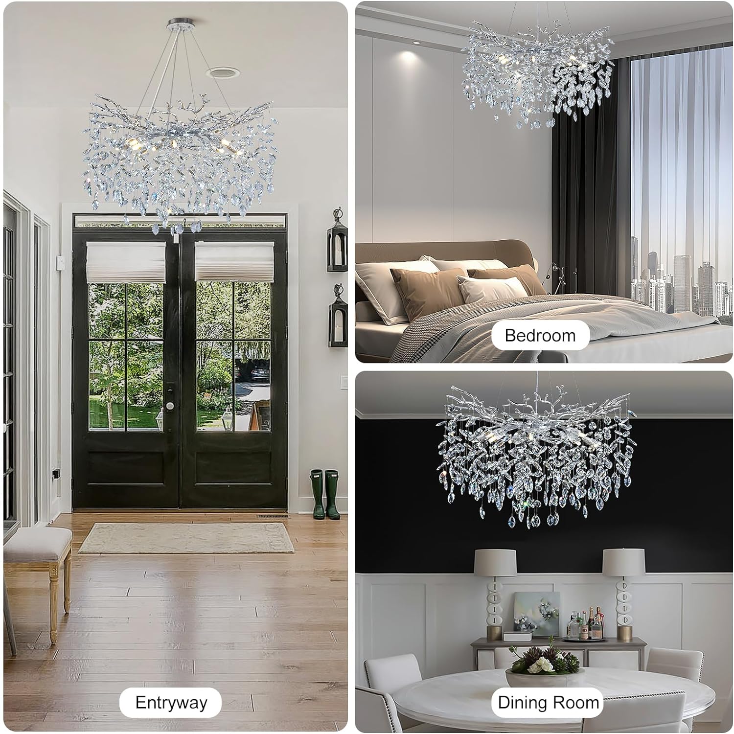 Ice Eye Modern Crystal Tree Branch Round Chandelier for All Rooms 30" 40" 48"-Fullstarlighting