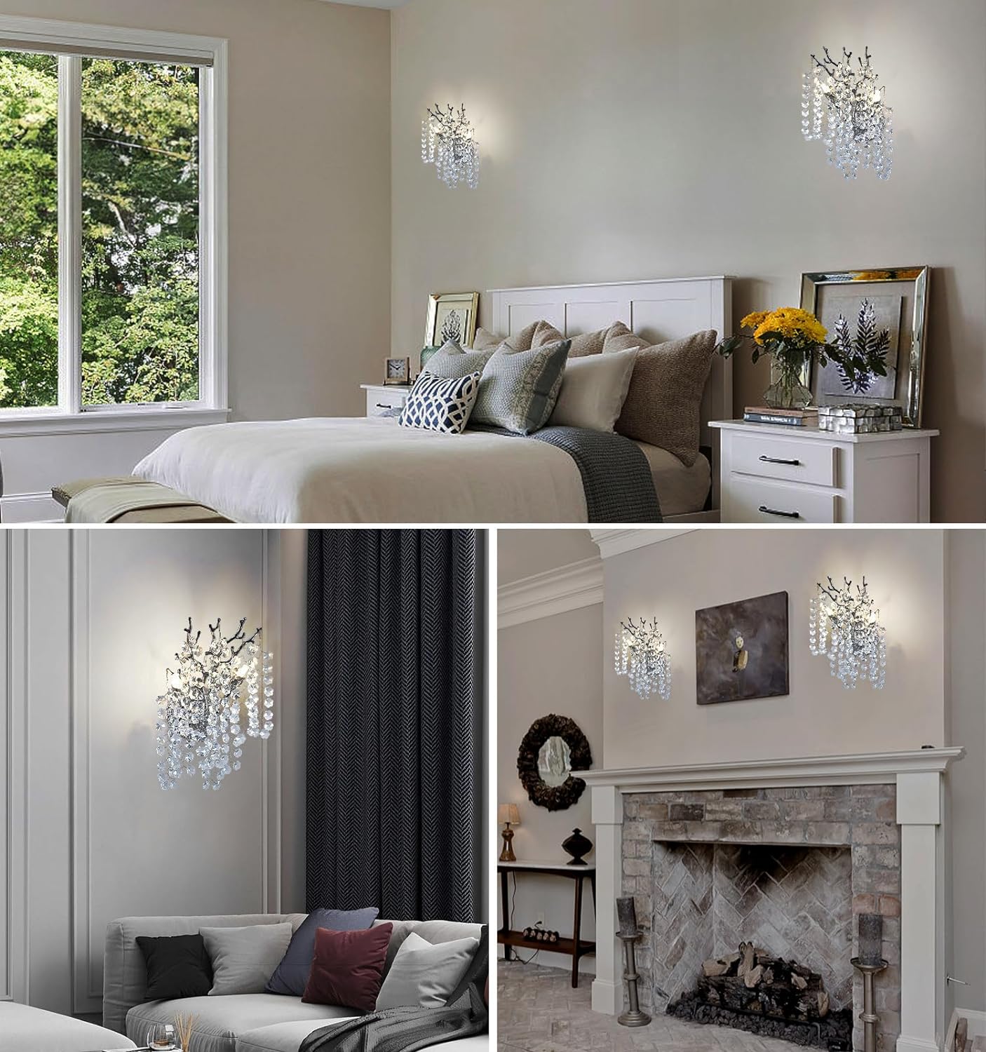 Snow Tree Branch Crystal Gold/Silver Wall Sconce-Fullstarlighting