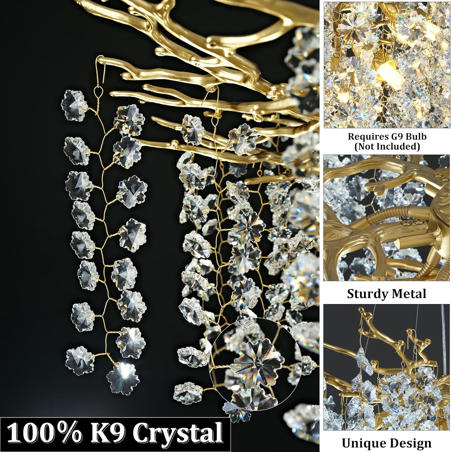 Snow Tree Branch Crystal Chandelier for All Rooms 30" 40" 55"-Fullstarlighting