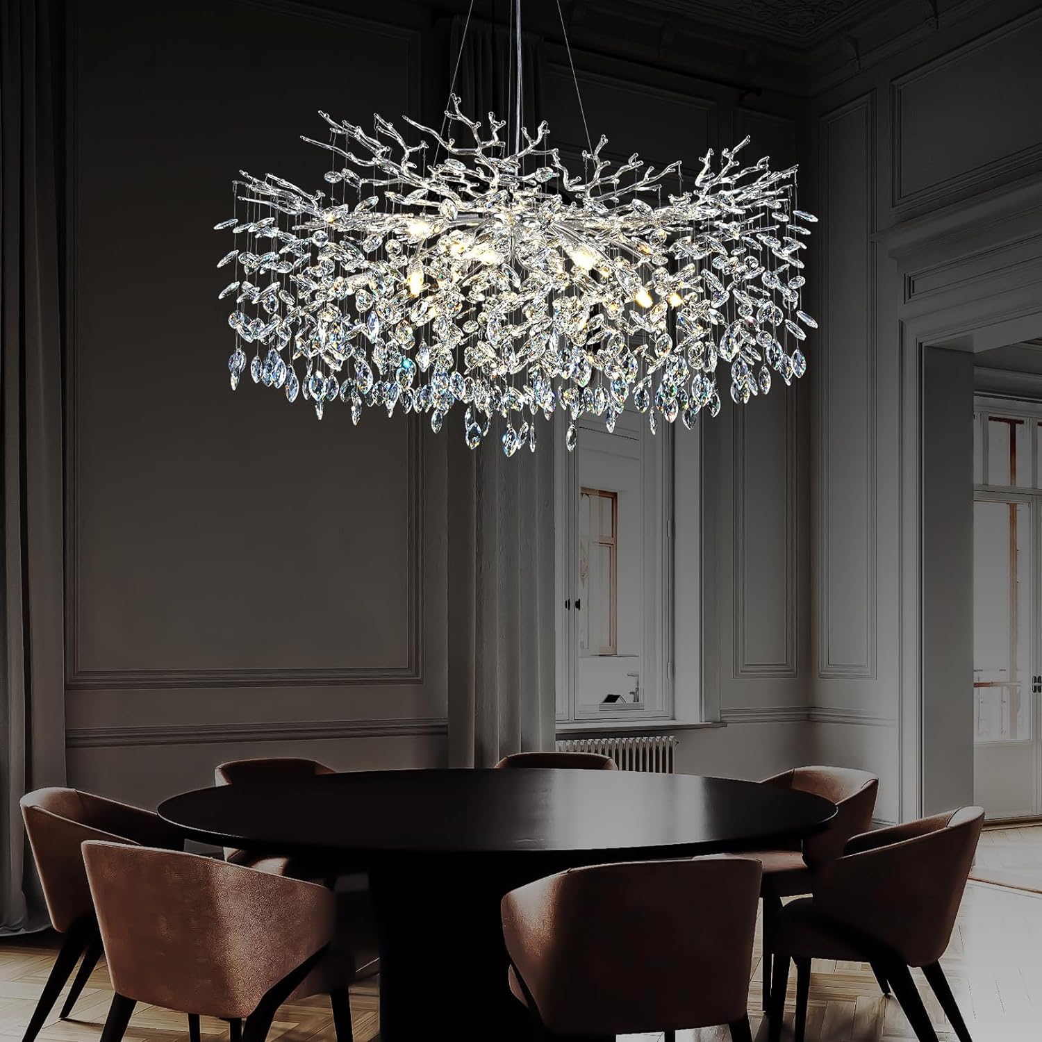 Ice Eye Modern Crystal Tree Branch Round Chandelier for All Rooms 30" 40" 48"-Fullstarlighting