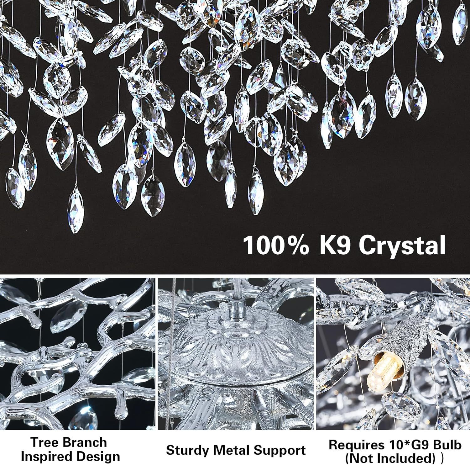 Ice Eye Modern Crystal Tree Branch Round Chandelier for All Rooms 30" 40" 48"-Fullstarlighting