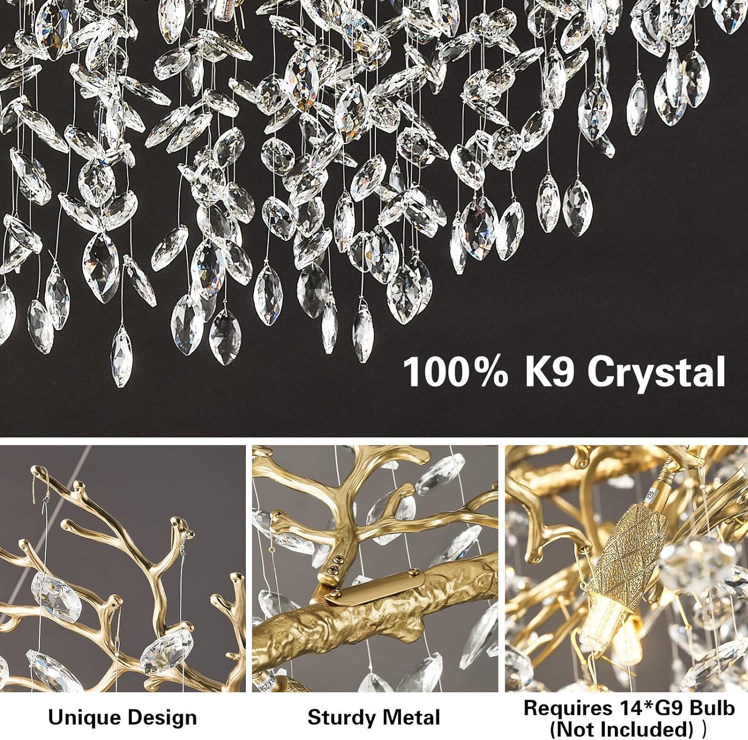 Ice Eye Modern Crystal Tree Branch Round Chandelier for All Rooms 30" 40" 48"-Fullstarlighting