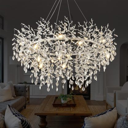 Ice Eye Modern Crystal Tree Branch Round Chandelier for All Rooms 30" 40" 48"-Fullstarlighting
