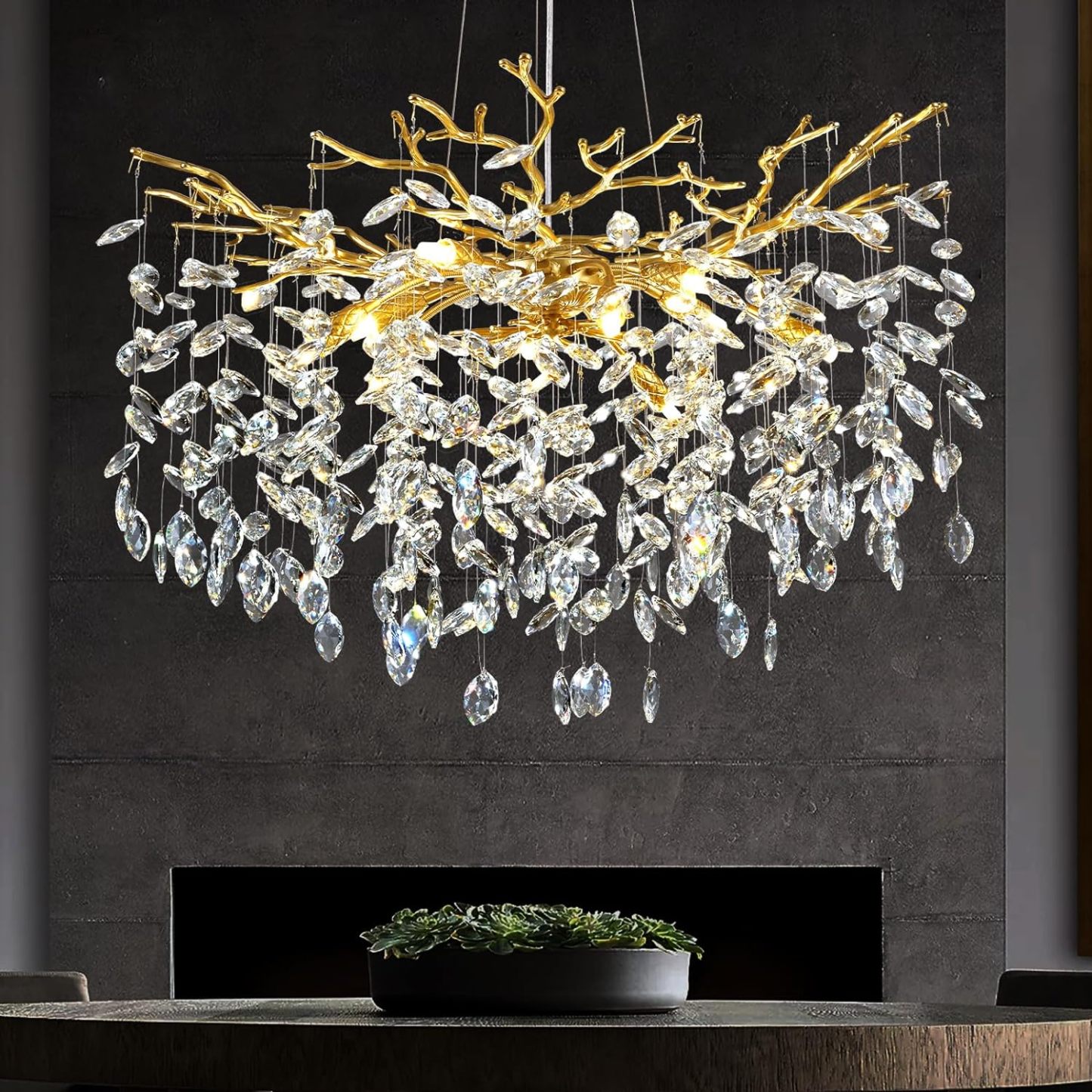 Ice Eye Modern Crystal Tree Branch Round Chandelier for All Rooms 30" 40" 48"-Fullstarlighting