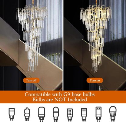 Ice Strip Modern Crystal Tree Branch Staircase Chandelier 95"-Fullstarlighting