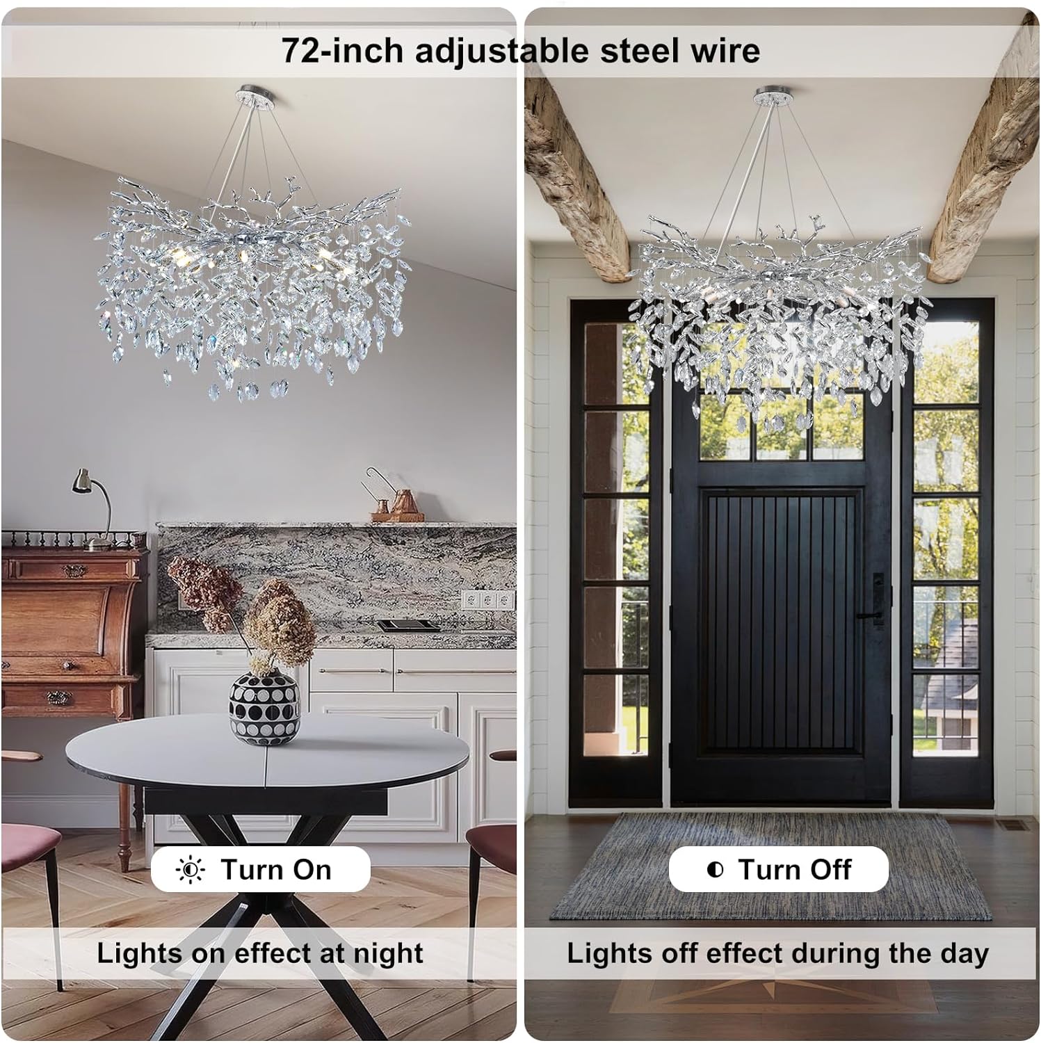Ice Eye Modern Crystal Tree Branch Round Chandelier for All Rooms 30" 40" 48"-Fullstarlighting