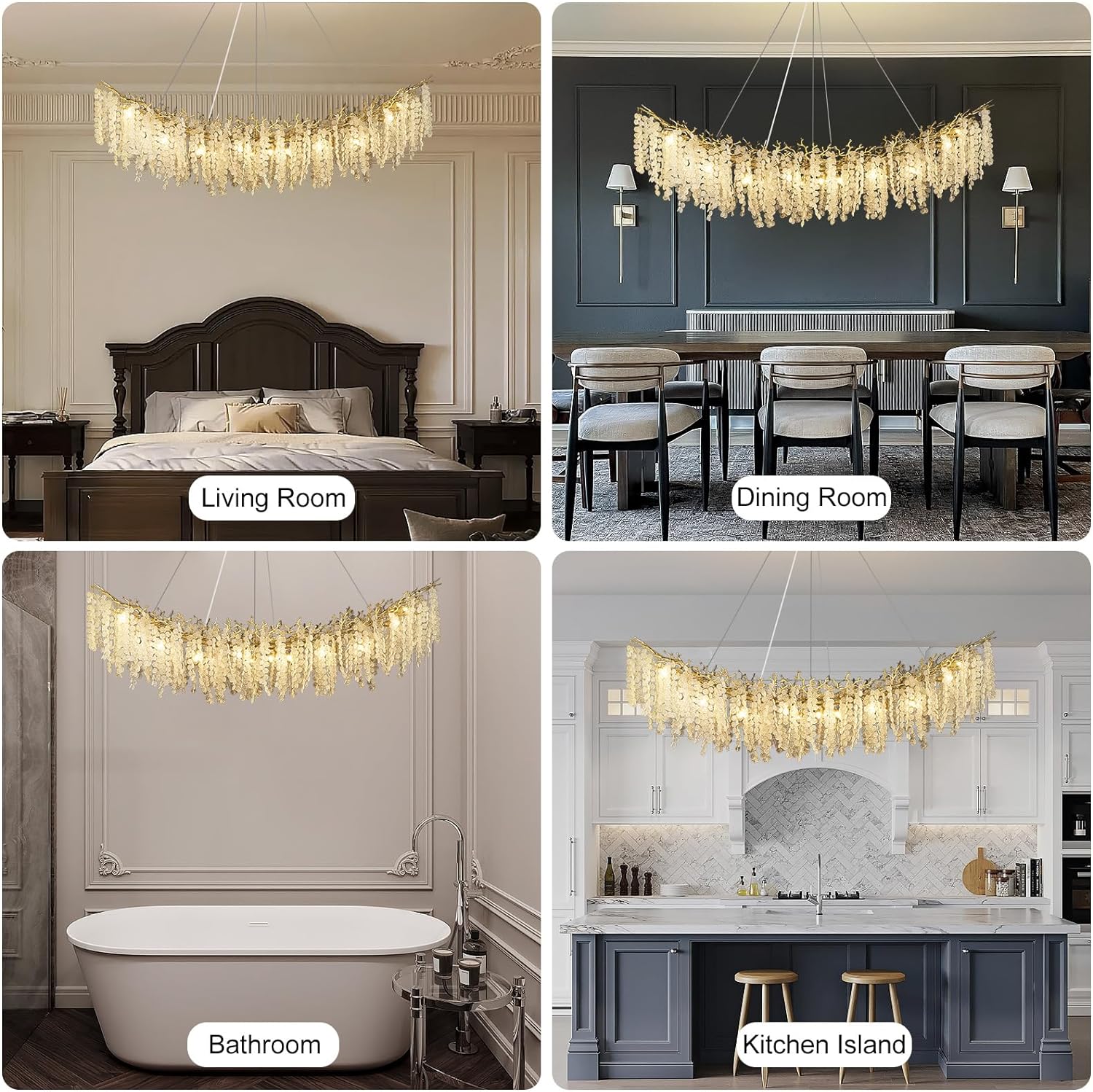 Coin Type Crystal Tree Branch Linear Chandelier 72"-Fullstarlighting