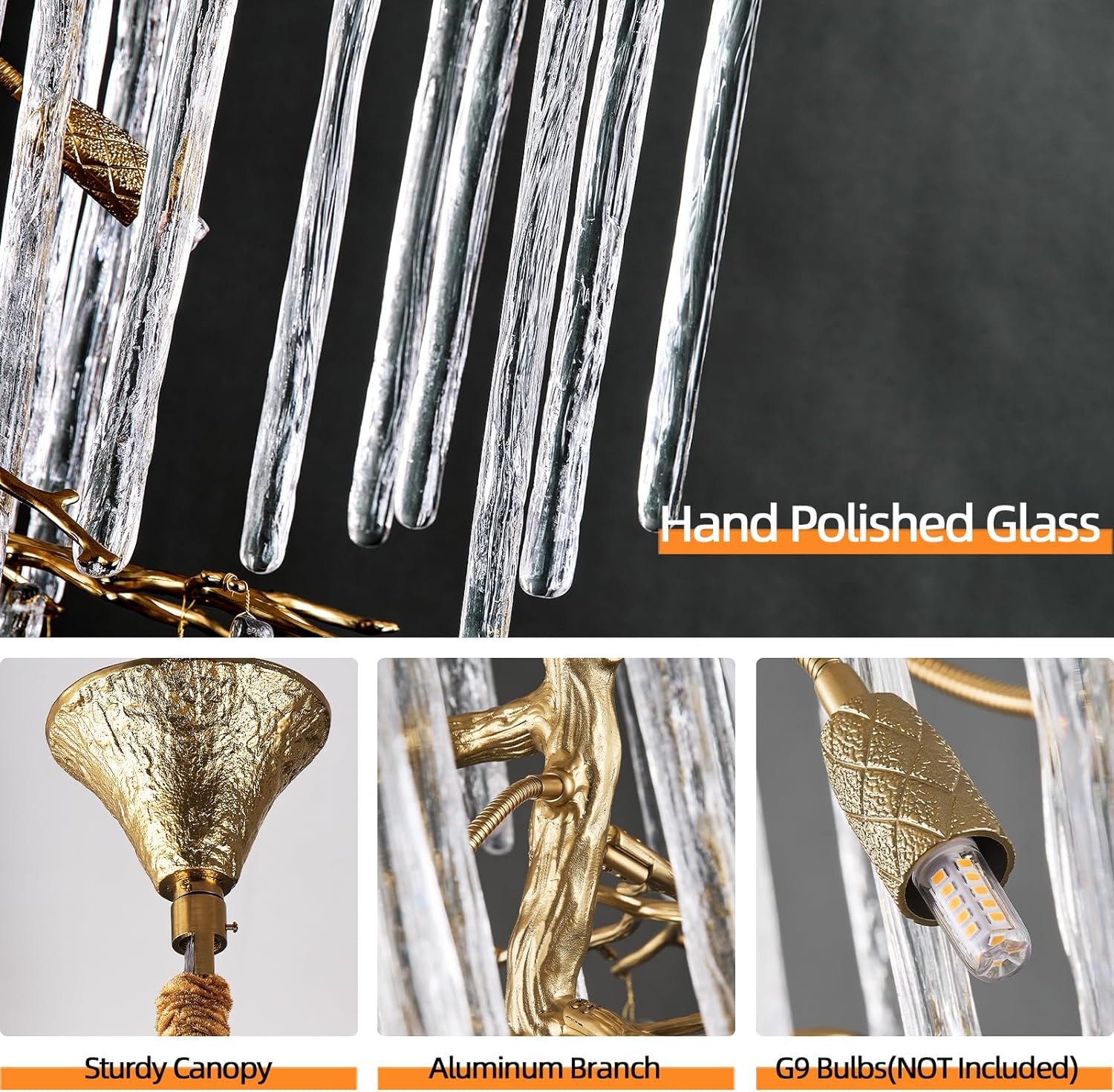 Ice Strip Modern Crystal Tree Branch Staircase Chandelier 95"-Fullstarlighting