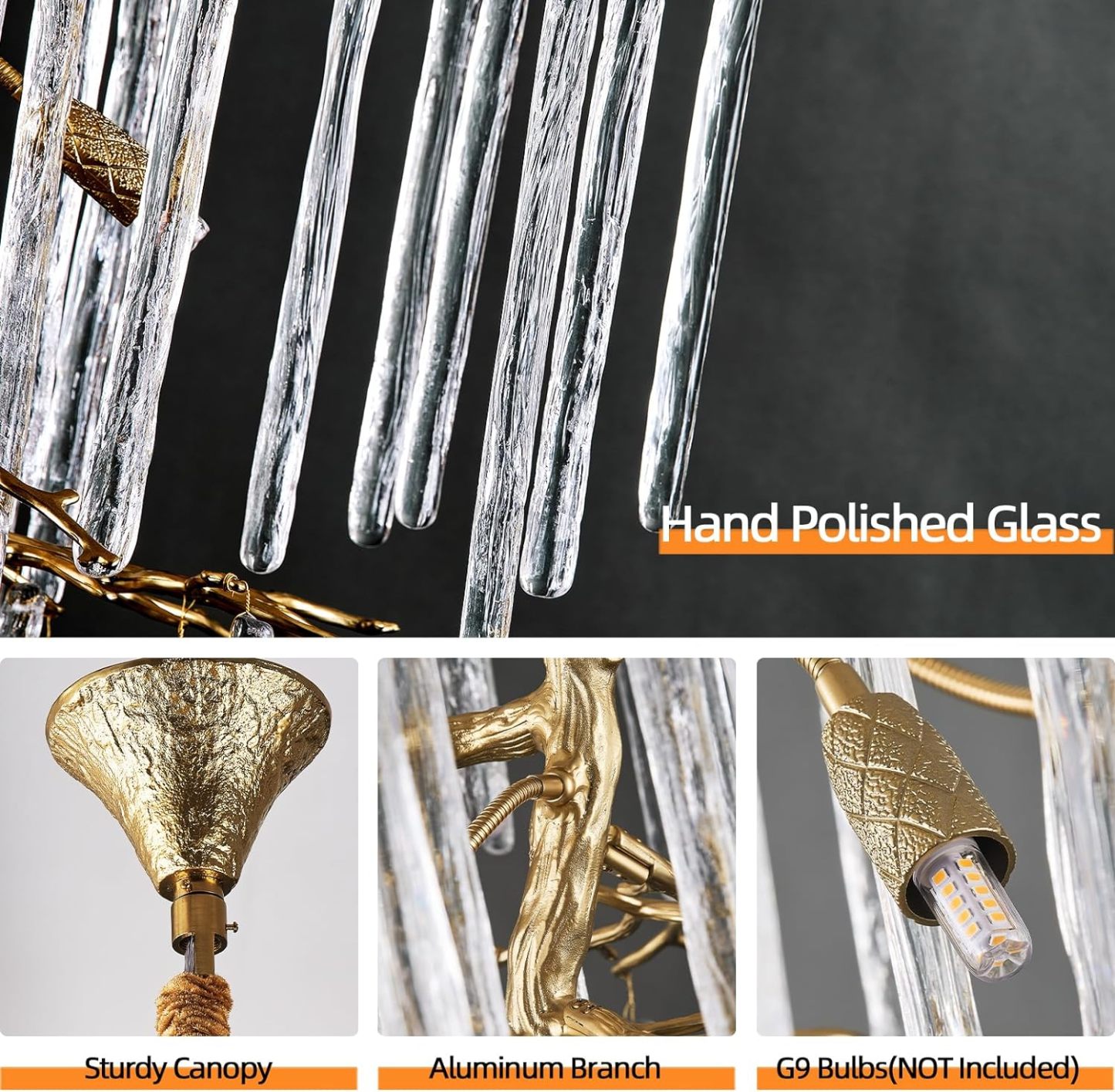 Ice Strip Modern Crystal Tree Branch Staircase Chandelier 95"-Fullstarlighting
