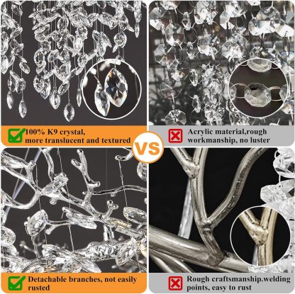 Ice Eye Modern Crystal Tree Branch Round Chandelier for All Rooms 30" 40" 48"-Fullstarlighting
