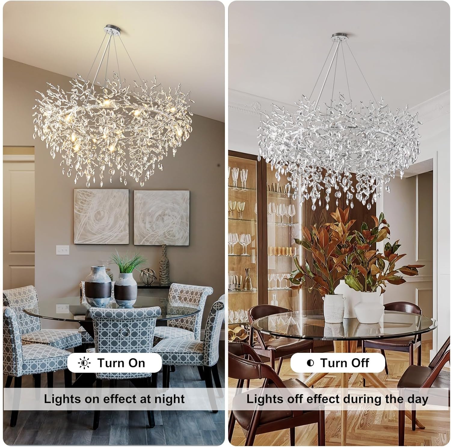 Ice Eye Modern Crystal Tree Branch Round Chandelier for All Rooms 30" 40" 48"-Fullstarlighting