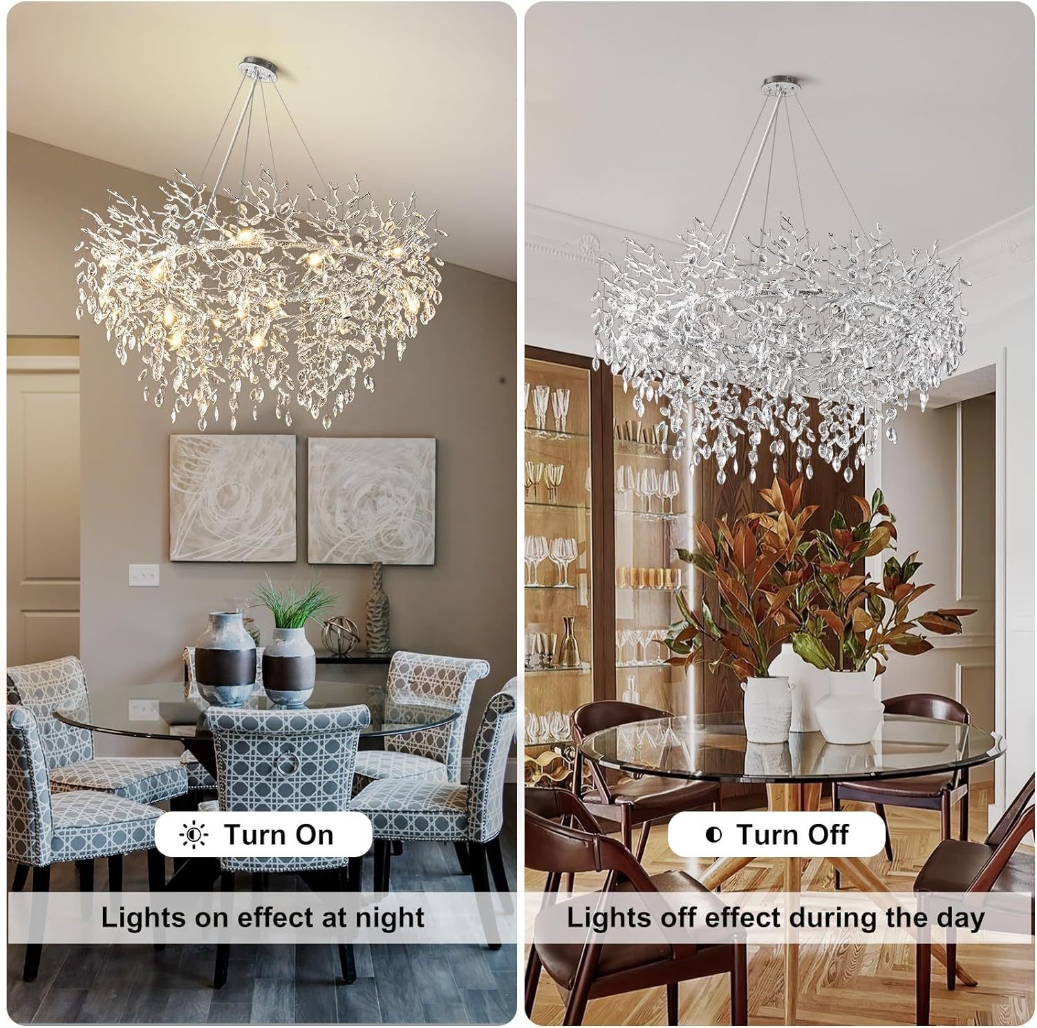 Ice Eye Modern Crystal Tree Branch Round Chandelier for All Rooms 30" 40" 48"-Fullstarlighting